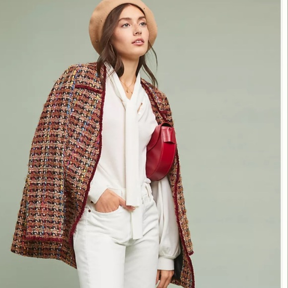 Anthropologie Harlequin Tweed Blazer Jacket Size M Multicolor Oversized - Picture 3 of 8